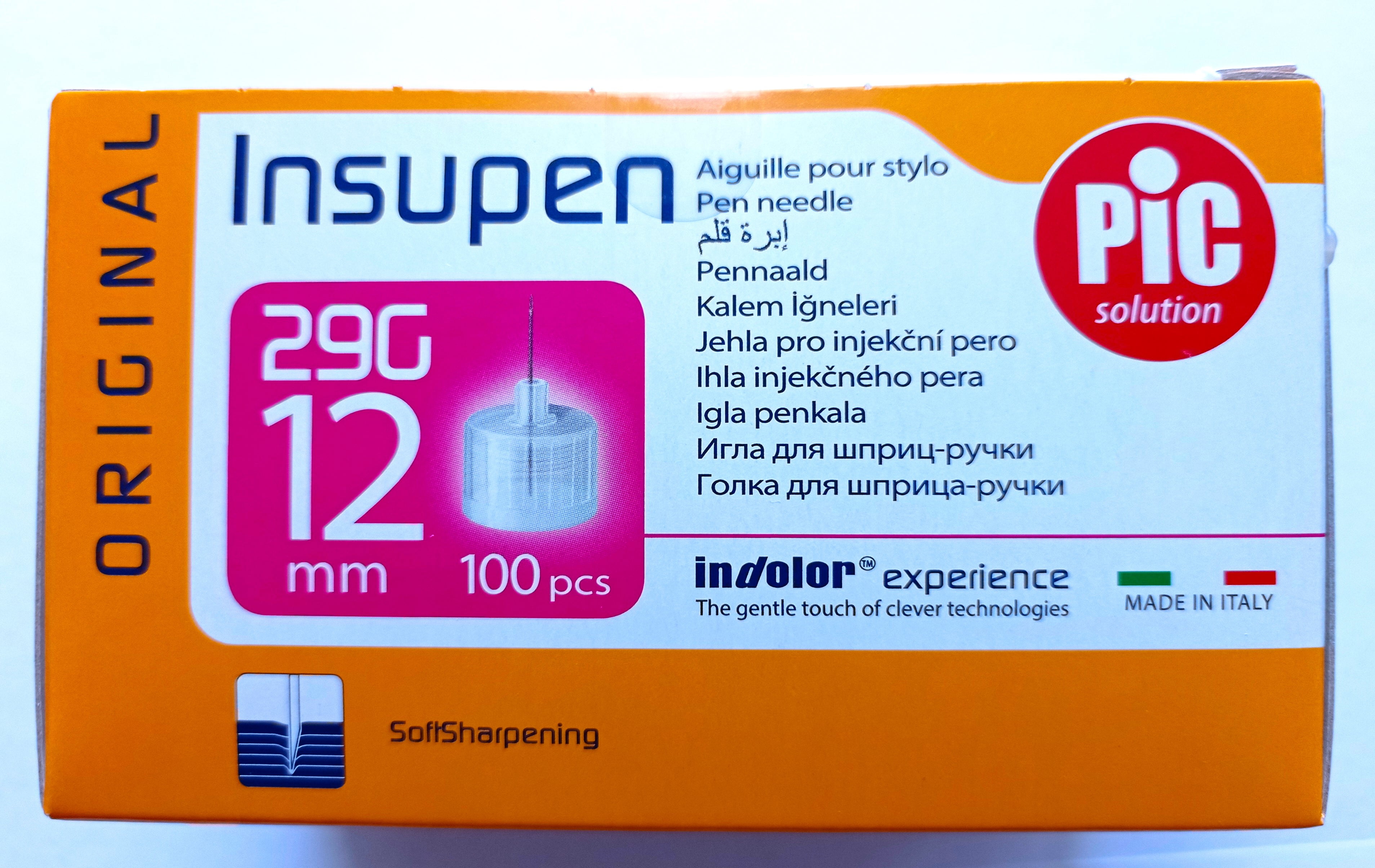 Стерильні голки INSUPEN ORIGINAL для інсулінових ручок, 29G*12мм (0,33*12мм)